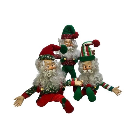 North Pole Village Enesco 3 Vintage 1994 Sandi Zimnicki Poseable 20" Elf Dolls - Picture 1 of 9